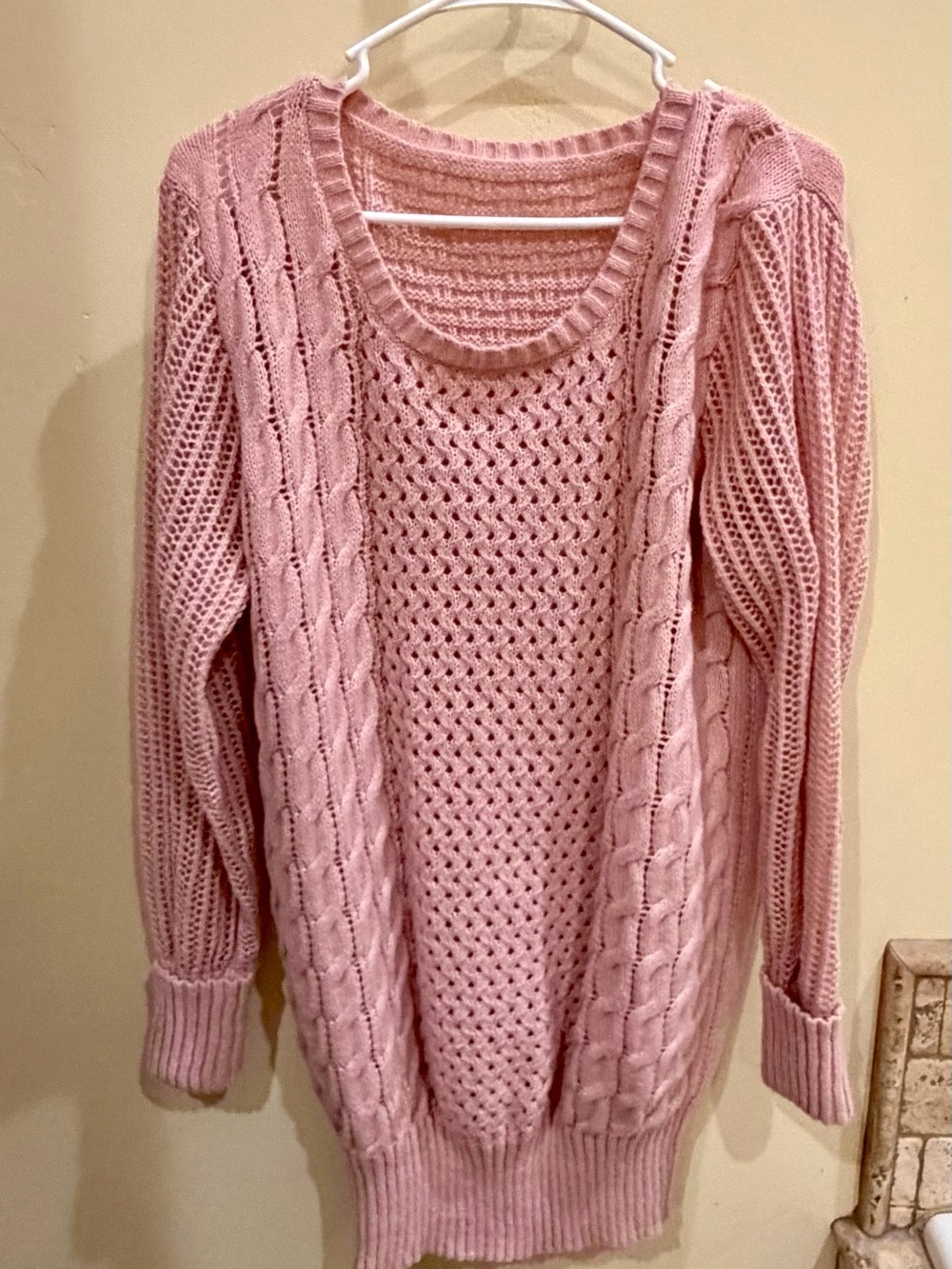 Cozy Pink Cable Knit Women's Sweater